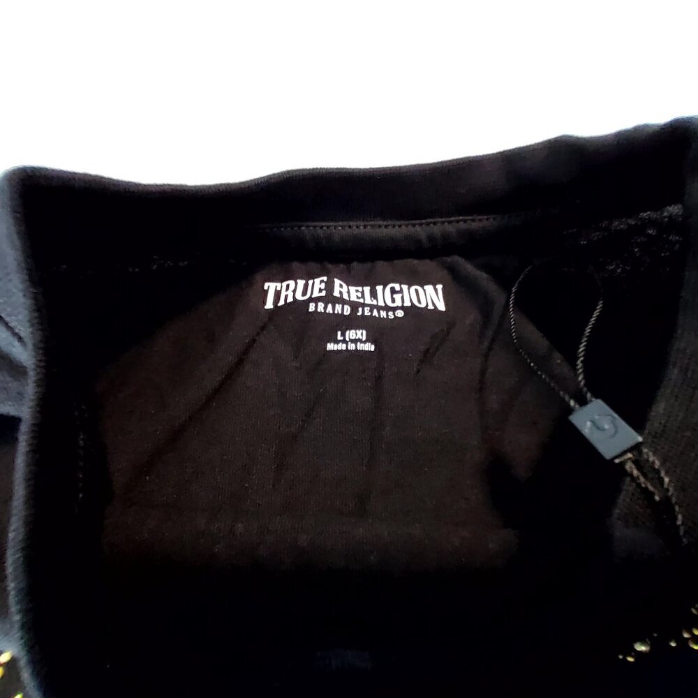 True Religion Long Sleeve Black Gold Studded Tee Size L (6X)  Girls 100% Cotton - Picture 9 of 11